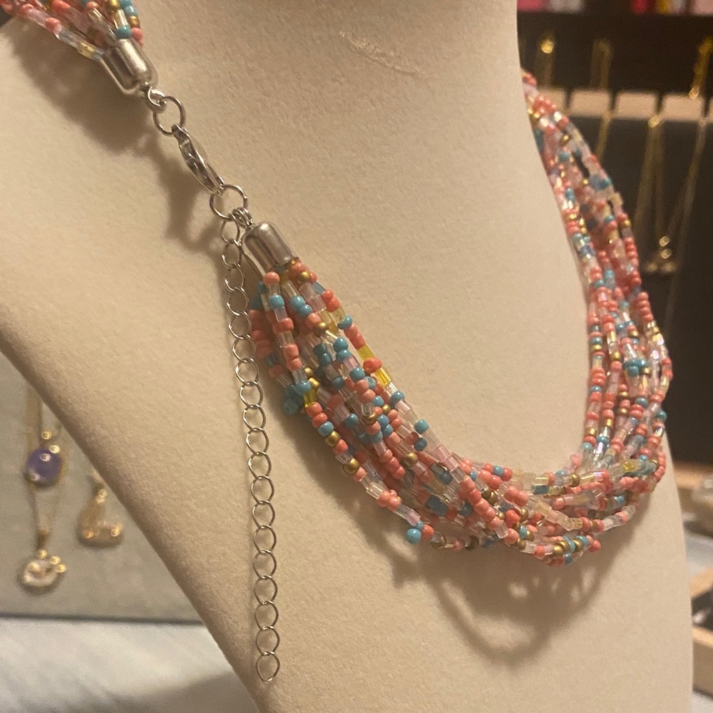 Multicolor Statement Beaded Necklace - image 5